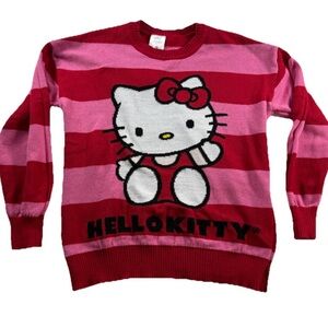 Sanrio Hello Kitty Red & Pink Striped Sweater, size Medium, EUC
